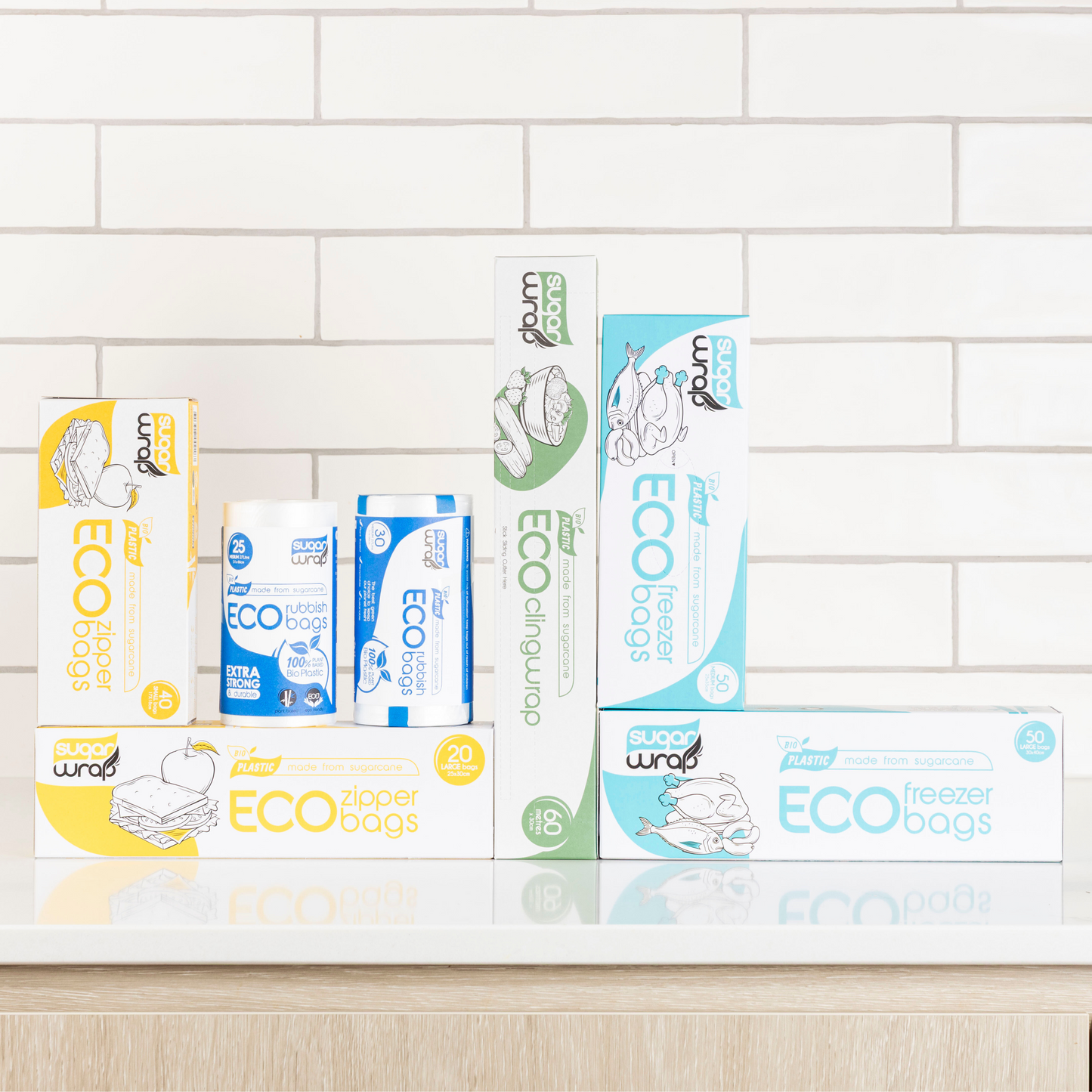 SugarWrap Eco Freezer Bags Med 50 PK - Box of 12