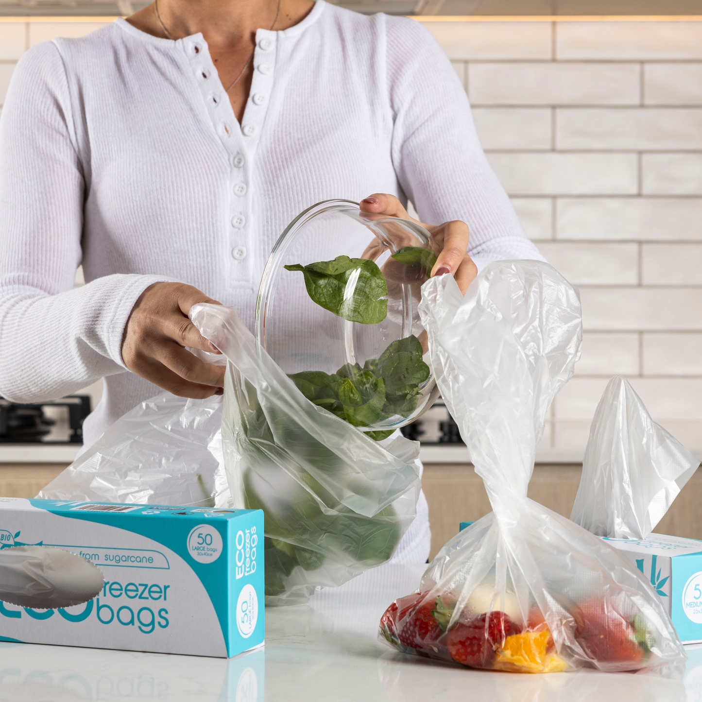 SugarWrap Eco Freezer Bags Med 50 PK - Box of 12