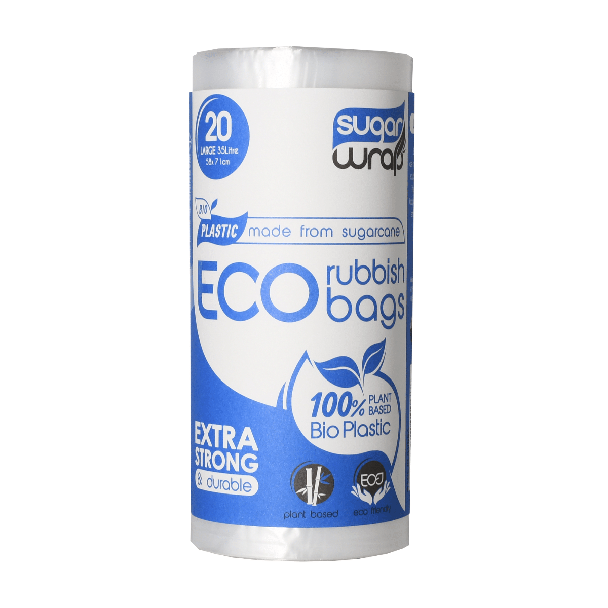 SugarWrap 35L Eco Rubbish Bags - Large x 9  (20 per roll)