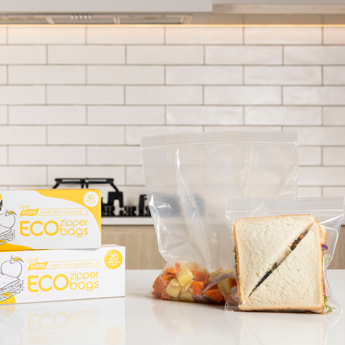 SugarWrap Eco Zipper Bags - Sandwich Size - 12 Boxes